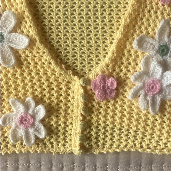 For Love And Lemons - Butter Yellow Crochet Button Down Top - Picture 4 of 10